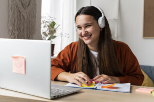 A Women Doing Online Tutoring